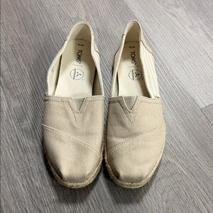 TOMS Tan Canvas Slip-On Shoes